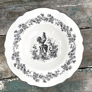 Tabletops unlimited black and white toile Rooster bowl